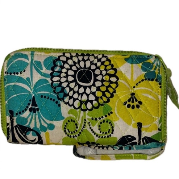 Vera Bradley Handbags - Vera Bradley Limes Up Zip Around Wallet & Wristlet 🦋🍀🌼